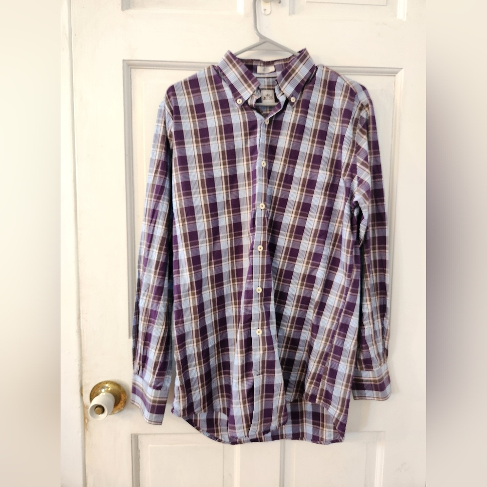 Peter Millar long-sleeved plaid button-down shirt. Size M.
